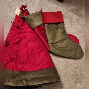 Potterybarn Tree skirt and Stocking Set